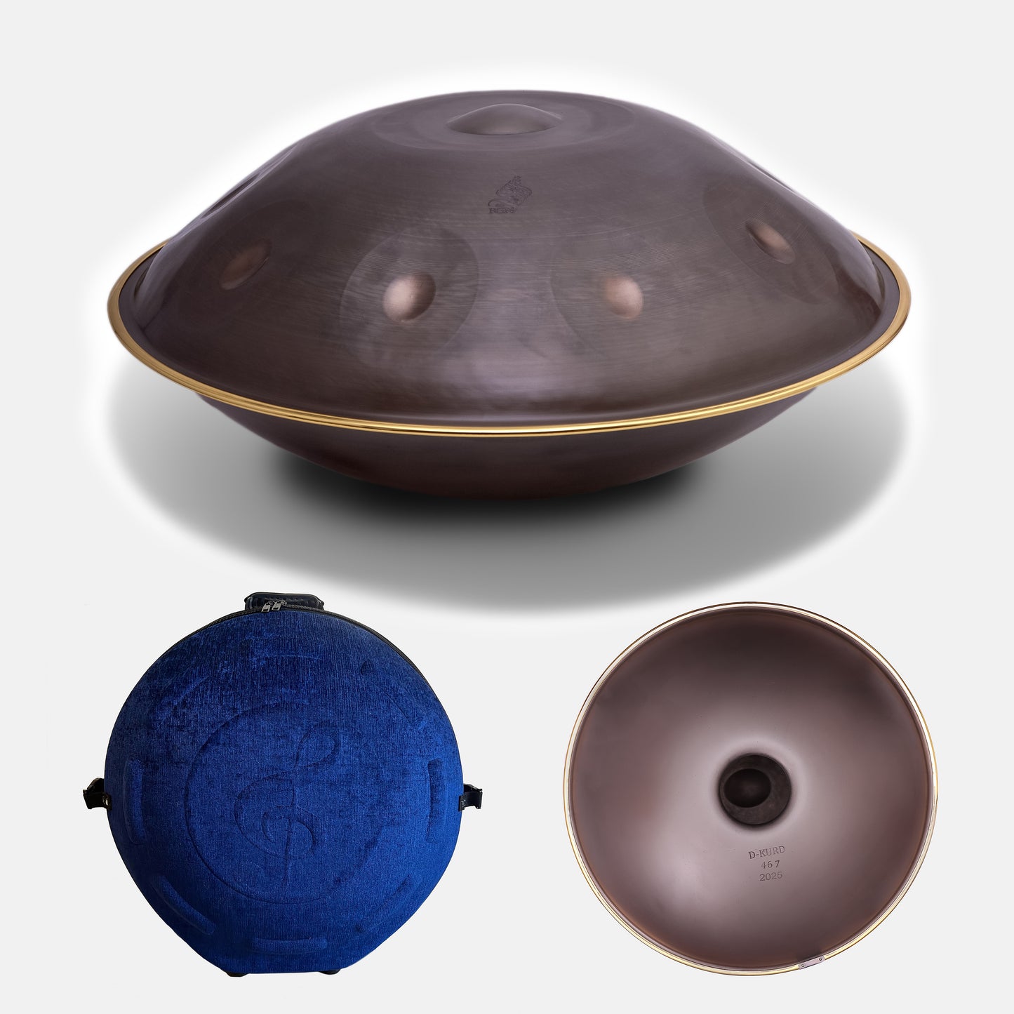 Rogina Hand Pan – 9 Notes, Nitride Steel, D Kurd, 440Hz, Metallic Copper Brown Finish