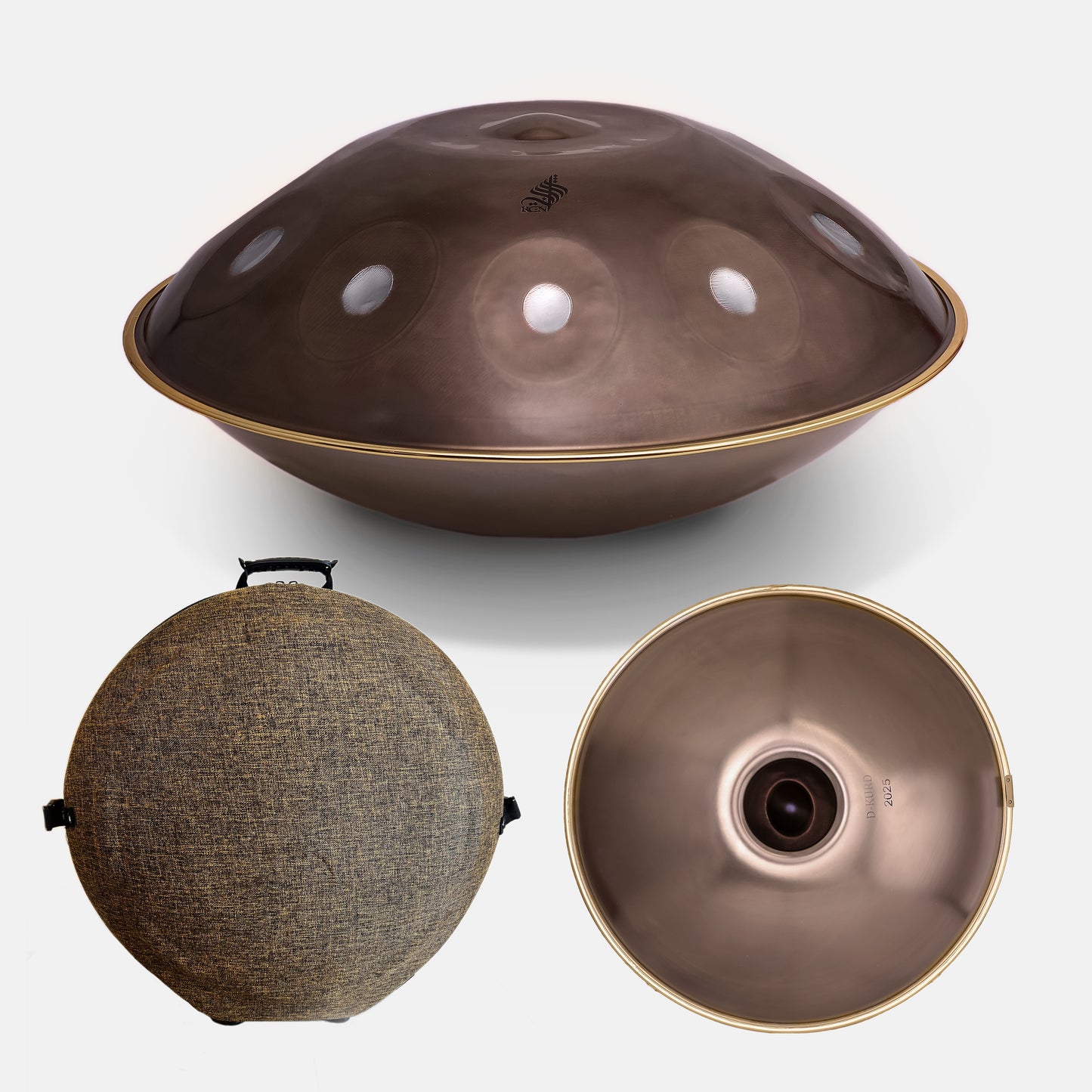 Rogina Hand Pan, 10 Notes, Stainless Steel, 440HZ, D-Kurd, Mystic Golden Mocha