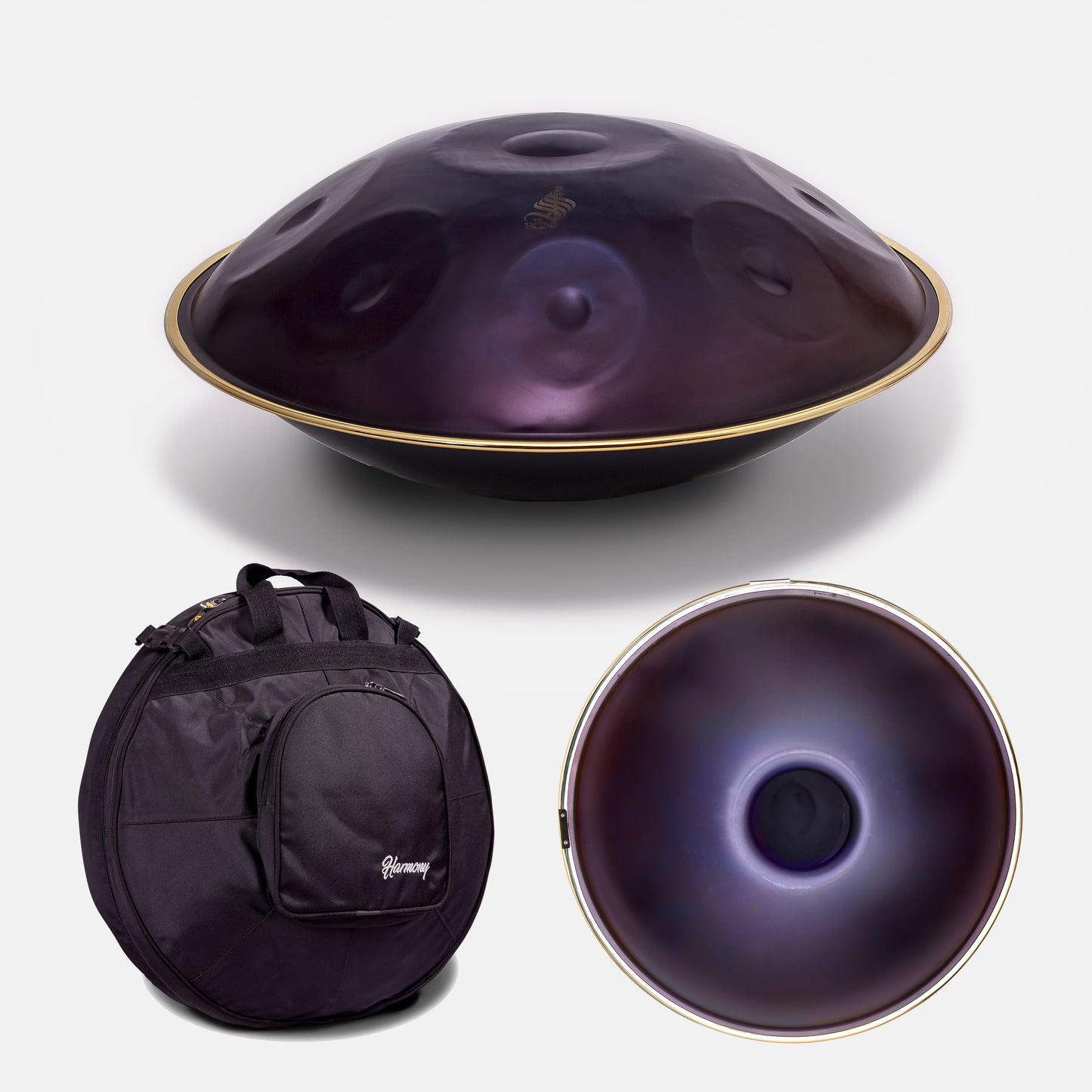 Rogina Hand Pan – 8 Notes,Nitried Steel, 440Hz C Major, Aurora Purple Finish