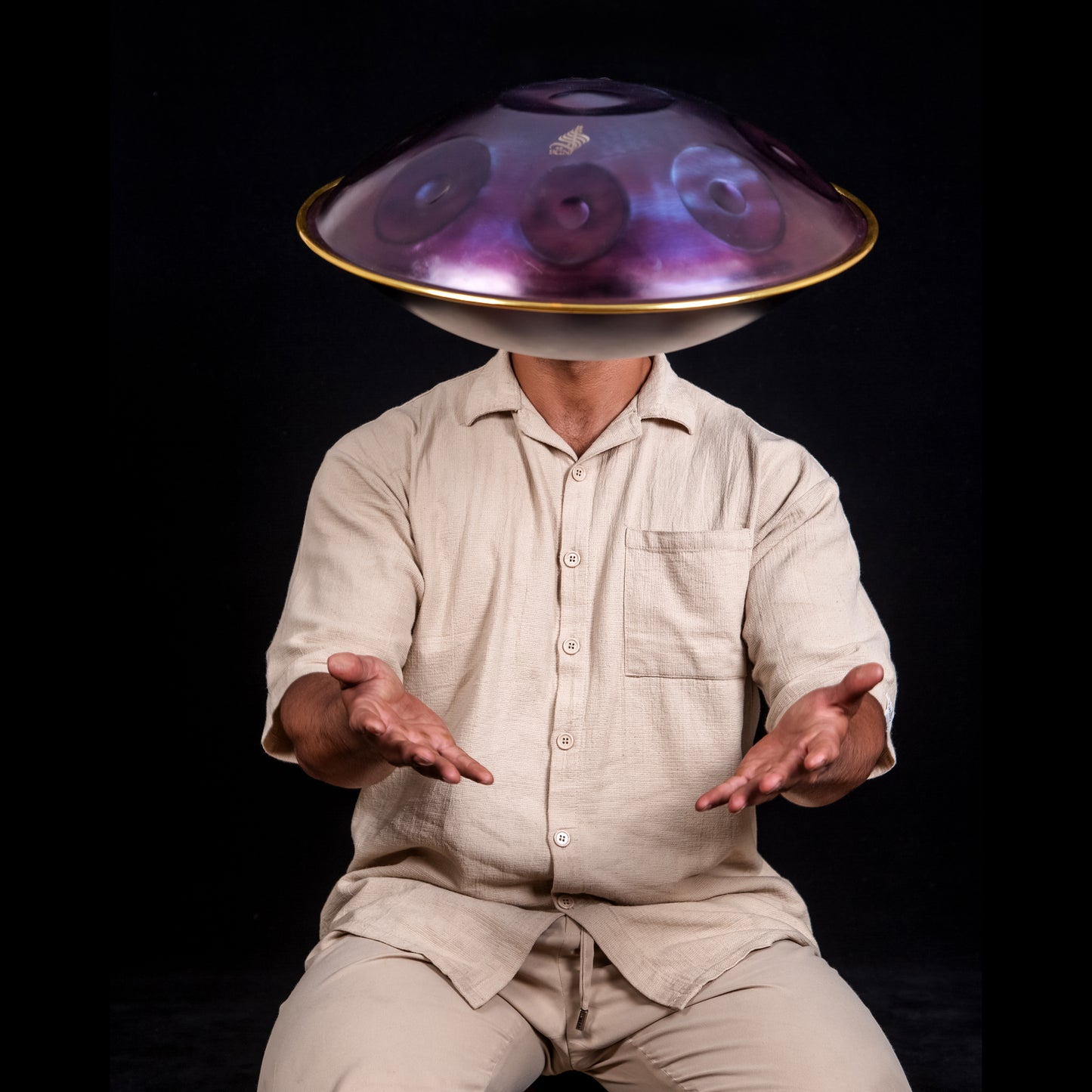 Rogina Hand Pan – 8 Notes,Nitried Steel, 440Hz C Major, Aurora Purple Finish