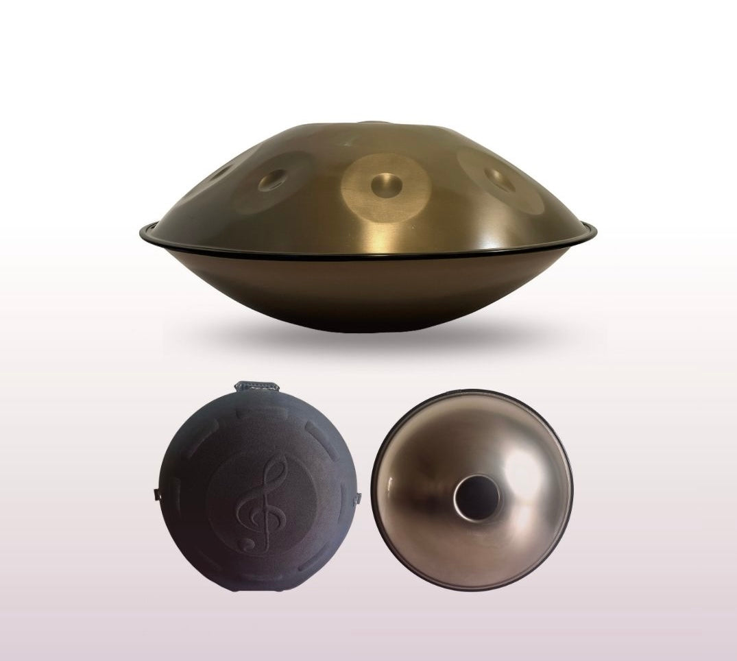 Rogina Hand Pan – 10 Notes, D-Kurd, 440 Hz, Stainless Steel, Royal Gold